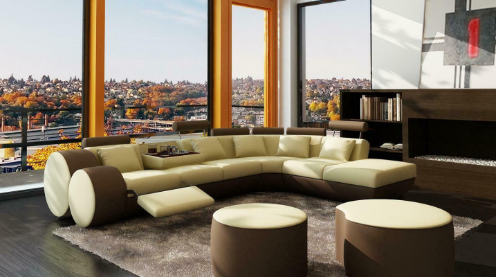 XXL Multifunktions Ledercouch Couch Big Sofa Polster Ecksofa Moderne