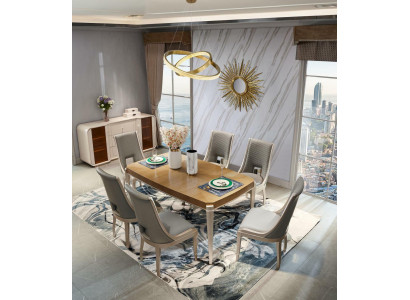 Esszimmer 6x Stuhl Set Stühle Polster Lehn Design Massivholz Gruppe Neu