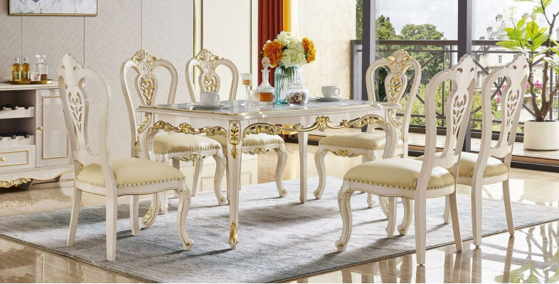 Barock Esstisch Tisch Wohnzimmer Gruppe Garnitur Holz Esszimmer Design Tische