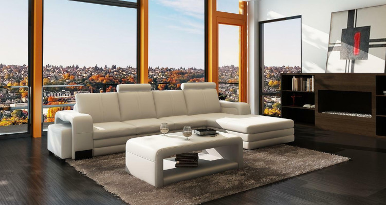 Ledersofa Couch Sofas XXL Ecksofa Wohnlandschaft L-Form Design Modern