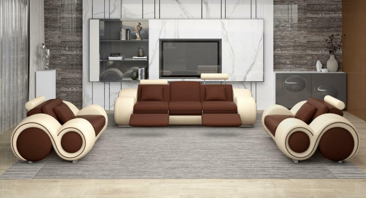 Sofagarnitur Design Couch 3+2 Set Polster Sofa Leder Garnituren Wohnzimmer
