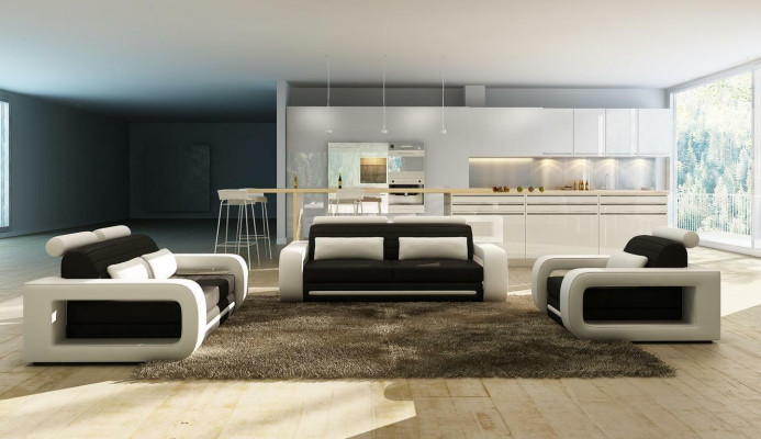 Ledersofa Couch Wohnlandschaft 3+2 Sitzer Design Modern Sofa Sofagarnitur