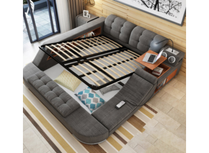 Design Bett Leder Polster Betten Hotel Massage Funktion Multifunktion