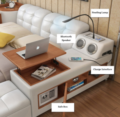 Multifunktion Bett Betten Ehebett Deko Doppelbett Polsterbett Schlafzimmer