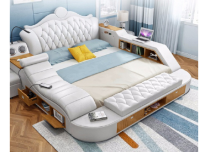 Doppel Luxus Design Bett Polster Betten 180x200 Multifunktion Leder Chesterfield