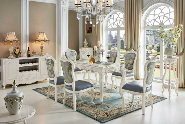 Barock Tisch Esszimmer Gruppe Garnitur Esstisch Holz Design Wohnzimmer Tische