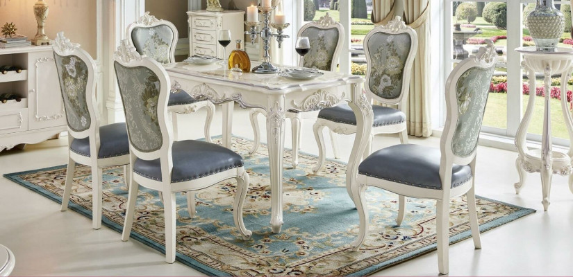 Barock Tisch Esszimmer Gruppe Garnitur Esstisch Holz Design Wohnzimmer Tische