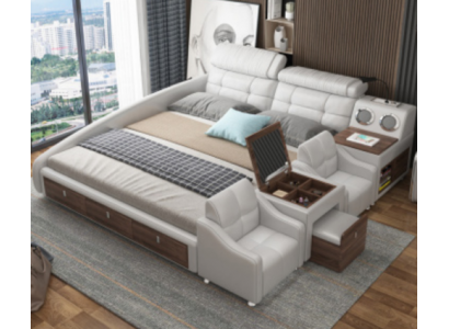 Multifunktions Bett Luxus Design Leder Betten Hotel Doppel Ablage Regal