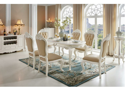 Klassische Tisch Massivholz Essgarnitur Möbel Esszimmer Set 7tlg. Essgruppe