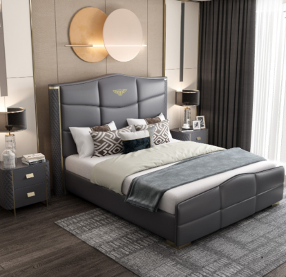 Design Doppelbett Lederbett Betten Bett Leder Polster Ehe 180x200cm