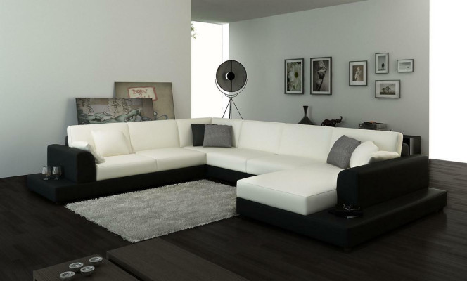 Ledersofa Couch Wohnlandschaft Ecksofa Eck Garnitur Design Dekor Modern