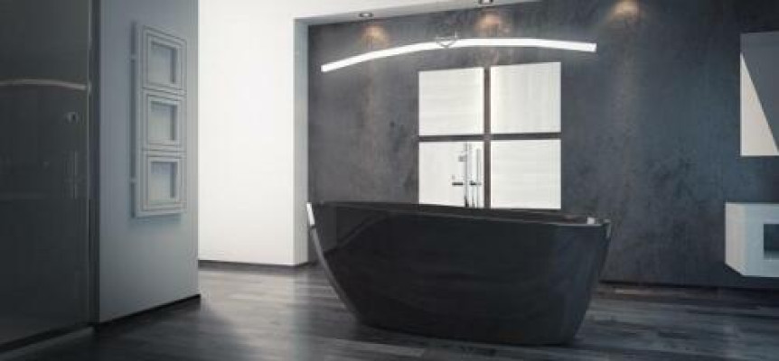 Schwarze LUXUS Design Freistehende Badewanne Wanne Bad Badewannen