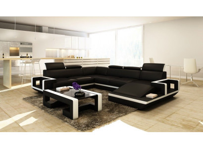 Wohnlandschaft Couch Polster Eck Garnitur Designer Ledersofa Big Sofa Neu 5102