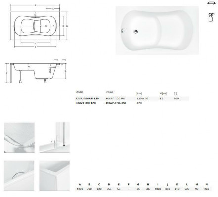 Badewanne Eckwanne Eck 120*70 cm Acrylwanne Wanne Bad Eckbadewanne