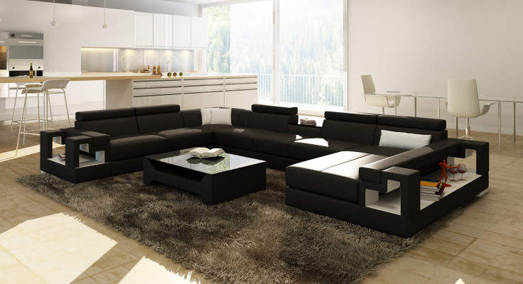 XXL Big Wohnlandschaft Ledersofa Sofa Couch Polster Sofas Garnitur