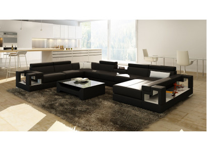 XXL Big Wohnlandschaft Ledersofa Sofa Couch Polster Sofas Garnitur