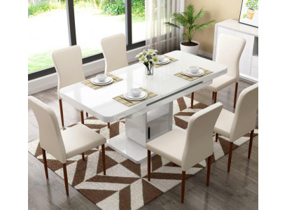 Tisch Luxus Tische Moderne Esszimmer Möbel Esstische Holz Holztische Braun Weiß