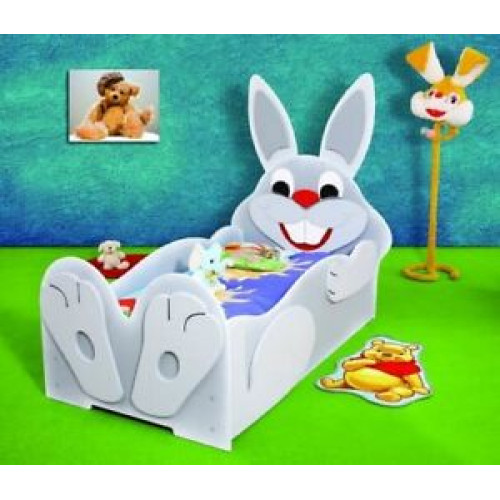 Kinderbett Kinderbett Bett Betten mit Matratze mit Tiermotiv Schlafbett Hase