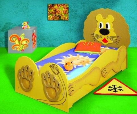 Kinderbett Jugendbett Bett Betten Inkls Matratze Holzbett 90x200cm Tier Löwe Neu