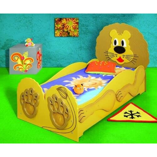 Kinderbett Jugendbett Bett Betten Inkls Matratze Holzbett 90x200cm Tier Löwe Neu