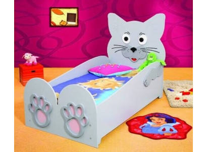 Kinderbett Jugendbett Bett Betten + Matratze Holzbett 90x200cm Tier Katze Neu