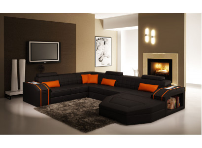 Wohnlandschaft Wohnzimmer Ecksofa Leder Sofa Couch Polster Garnitur