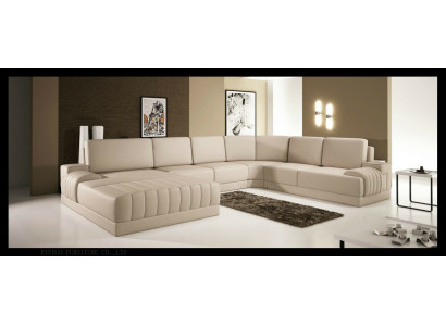 Designer Polster Ledersofa Couch U-Form Modern Wohnlandschaft UForm