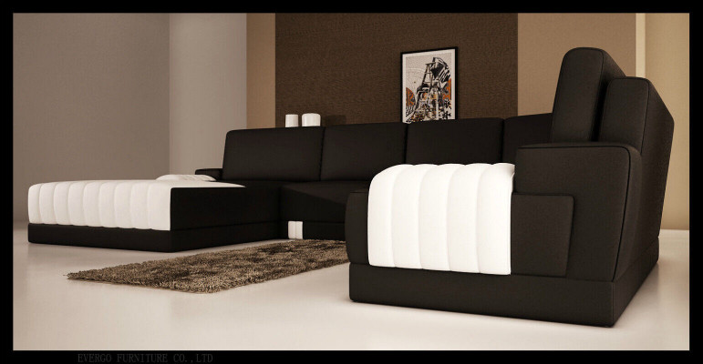 Designer Polster Ledersofa Couch U-Form Modern Wohnlandschaft UForm