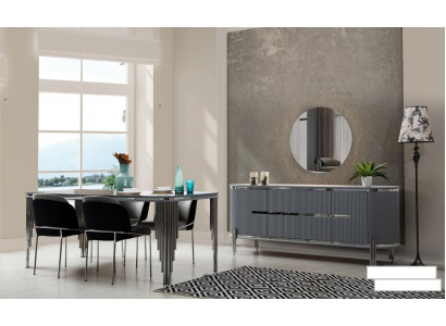 Esszimmer Set Luxus Esstisch Stuhl Gruppe Garnitur Holz Tisch Kommode Set 6tlg.