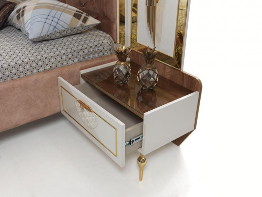 Schlafzimmer Nachttisch Modernes Design Möbel Holz Luxus neu weiß