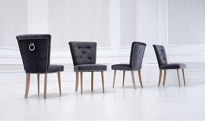 Stuhl Chesterfield Set Gruppe Lehnstuhl 4x Stühle Garnitur Sitz Polster