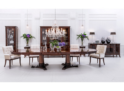 Luxus Wohn Ess Zimmer Set 8 tlg Garnitur Tisch Anrichte Stühle Vitrine