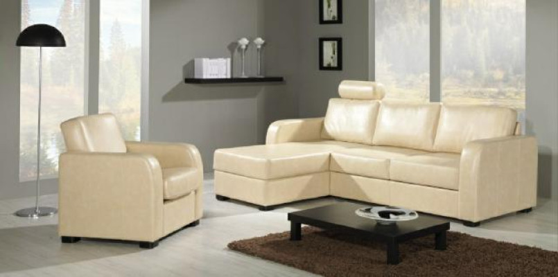 Ecksofa Sofa Couch Leder Textil Stoff Wohnlandschaft Garnitur Polster Ecke CAPRI