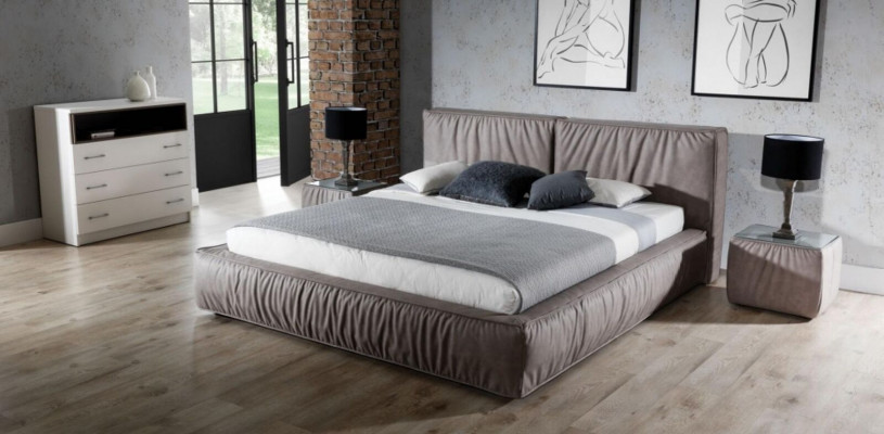 Bett Braun Schlafzimmer Holz Möbel Textil Klassische Art déco Stil