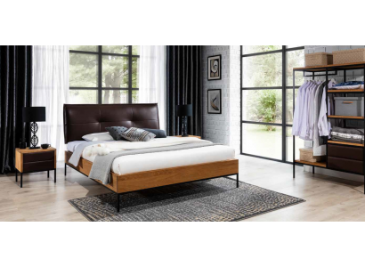 Bett Holz Loft Designer Betten Polster Leder Textil Stoff Hote 140 160 180 x 200