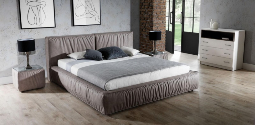 Bett Braun Schlafzimmer Holz Möbel Textil Klassische Art déco Stil