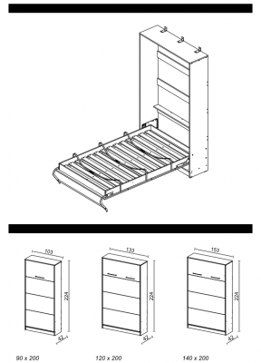 Lit Escamotable Bettschrank Armoire Lits Commodes Volet Rabattable Produit Neuf