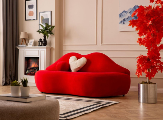 Designer 3 Sitzer sofa Weiße Beige in Form Sofas Couchen Lippen stilvoll