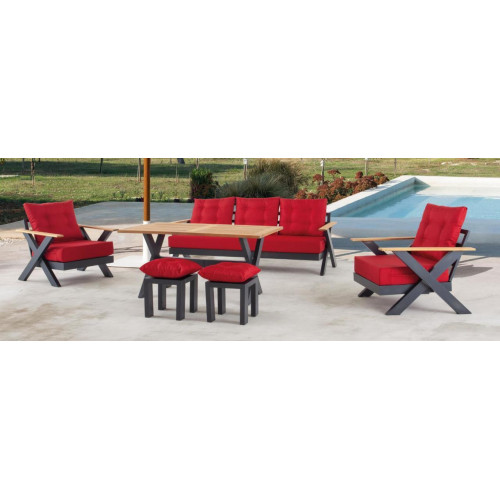 Gartenmöbel Sofagarnitur Tisch Hocker Sessel Veranda Sitzgruppen 6tlg.