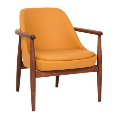 Designer Orange Polster Stuhl Esszimmerstühle Holzgestell Einsitzer