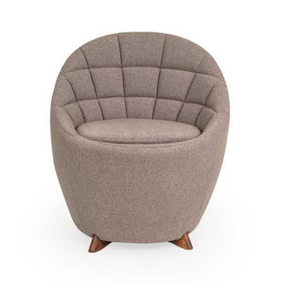 Brauner Polstersessel Wohnzimmer Einsitzer Designer 1-Sitzer Holzgestell