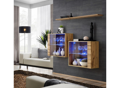 Wohnzimmer Schränke Vitrine Wand Regal Luxus Wohn Zimmer Braun Set 3tlg.