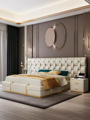 Bett Polster Design Luxus Doppel Hotel Betten beige Luxus Hotel Neu
