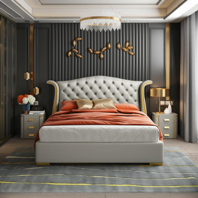 Luxus Bett Leder Betten 180x200 Schlafzimmer Liege Regale Chesterfield