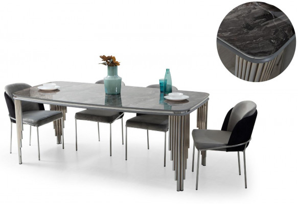 Graues Esszimmer Tisch Luxus Essgruppe Esstisch Stühle Sideboard 6tlg