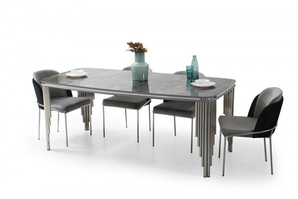 Graues Esszimmer Tisch Luxus Essgruppe Esstisch Stühle Sideboard 6tlg