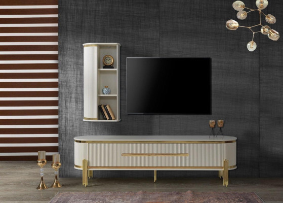 TV Ständer RTV Lowboard Weiß Tisch Holz Modern Wohnzimmer Sideboard