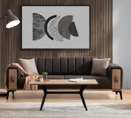 Stilvoller Dreisitzer Moderne Wohnzimmermöbel Grau Holzmöbel Couchen