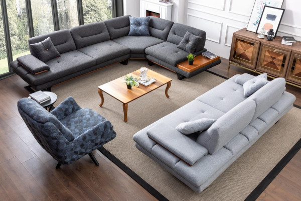 Designer 3tlg. Wohnzimmer set Ecksofa L-form + 3 + 1 Sitzer Modern neu