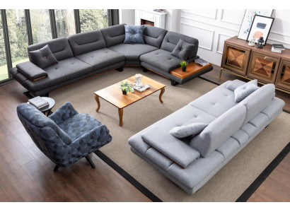 Designer 3tlg. Wohnzimmer set Ecksofa L-form + 3 + 1 Sitzer Modern neu